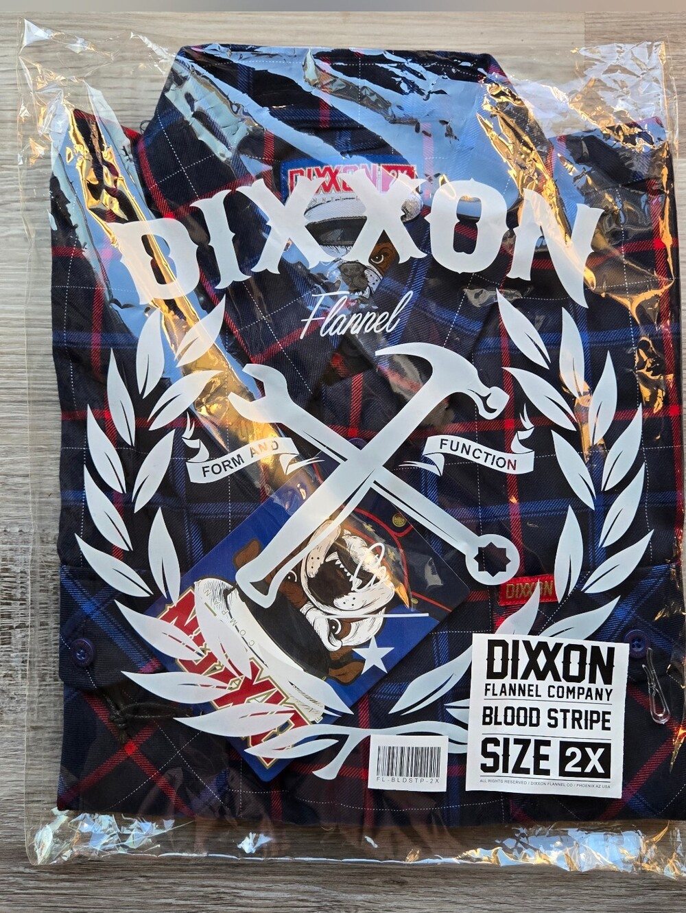 NIB DIXXON Flannel "Blood Stripe" Men's 2X US Marines 250th Tribute Plaid Shirt